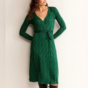 Boden Nina Jersey Green Midi Dress SZ 8